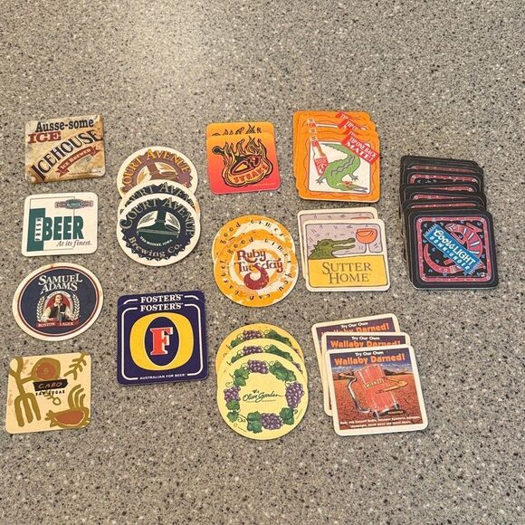 Vintage 90s Beer Restaurant Cardboard Coasters Set Of 33 - Picture 2 of 4